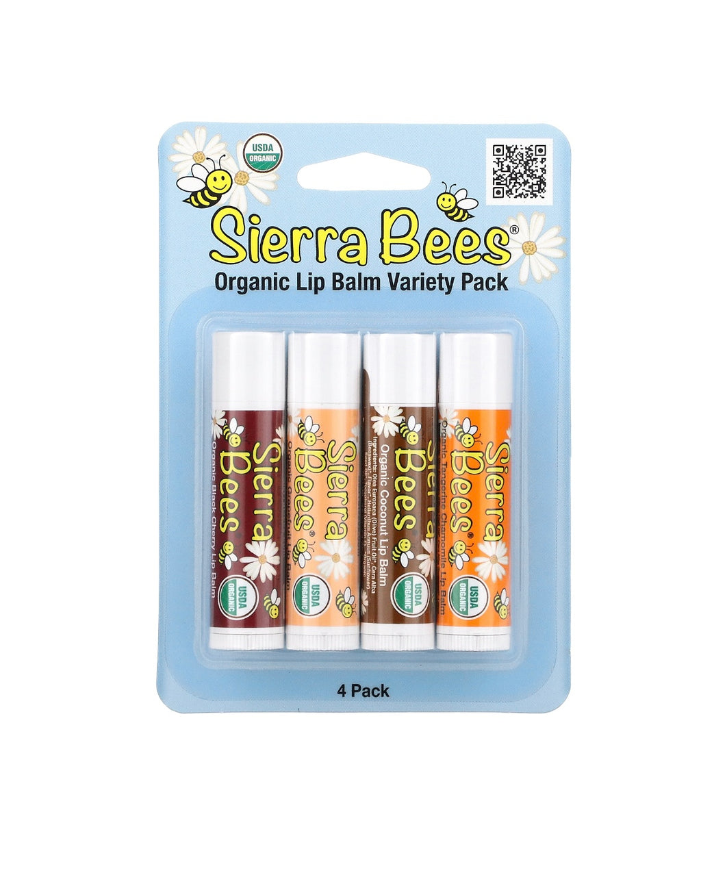 Sierra Bees Organic Lip Balm Variety Pack, 4 Pack (4.25g) each
